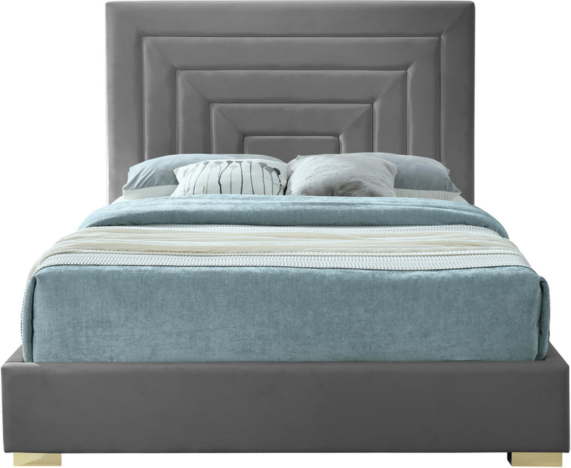 Nora Grey Velvet Queen Bed - Town Of Bargains Furniture - NY