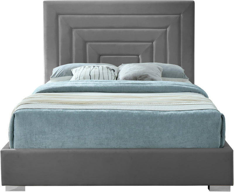 Nora Grey Velvet Queen Bed - Town Of Bargains Furniture - NY