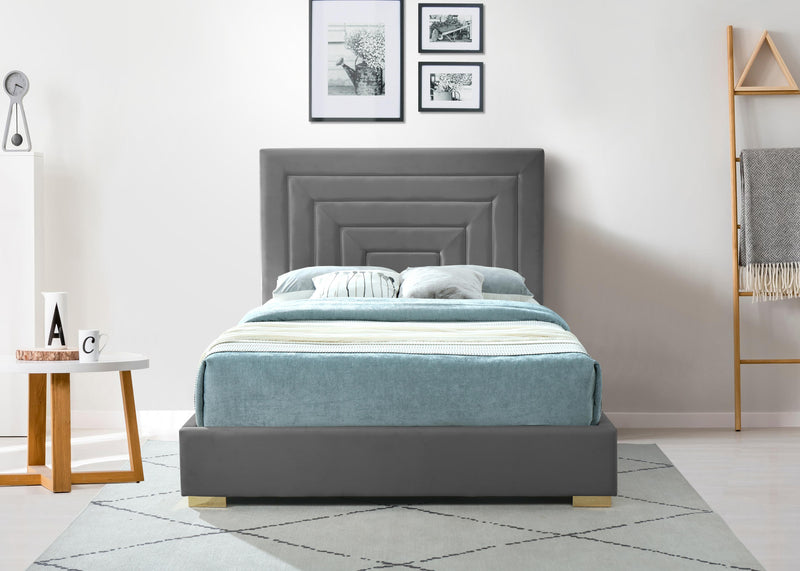 Nora Grey Velvet King Bed - Town Of Bargains Furniture - NY