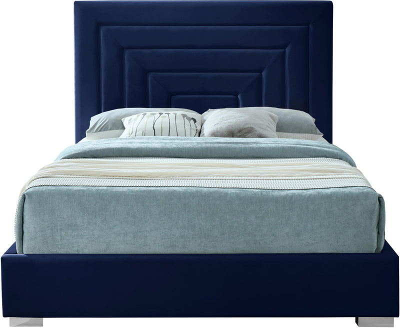 Nora Navy Velvet King Bed - Town Of Bargains Furniture - NY