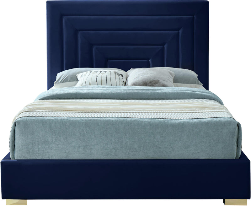 Nora Navy Velvet King Bed - Town Of Bargains Furniture - NY