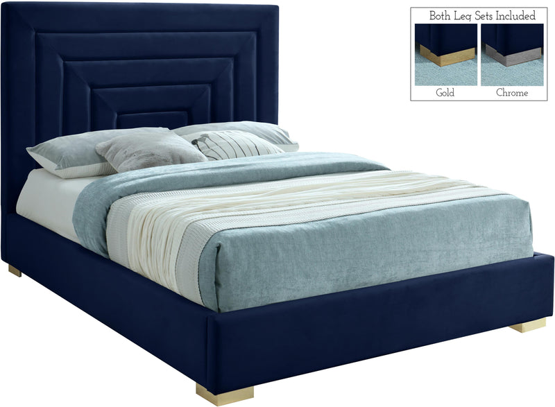 Nora Navy Velvet King Bed - Town Of Bargains Furniture - NY