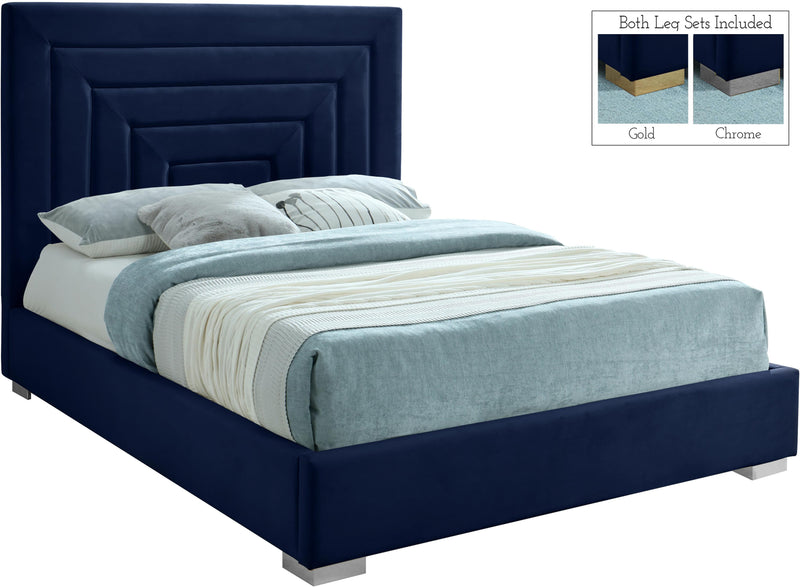 Nora Navy Velvet King Bed - Town Of Bargains Furniture - NY