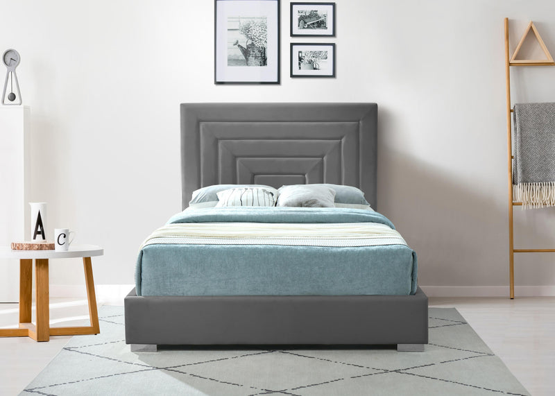 Nora Grey Velvet King Bed - Town Of Bargains Furniture - NY