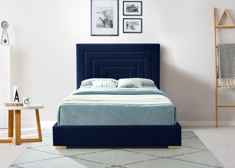 Nora Navy Velvet King Bed - Town Of Bargains Furniture - NY