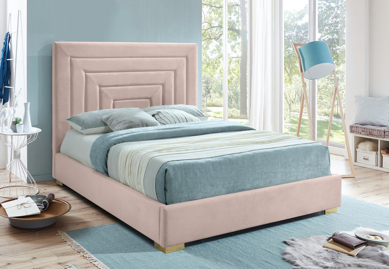 Nora Pink Velvet Queen Bed - Town Of Bargains Furniture - NY
