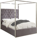 Porter Grey Velvet Queen Bed