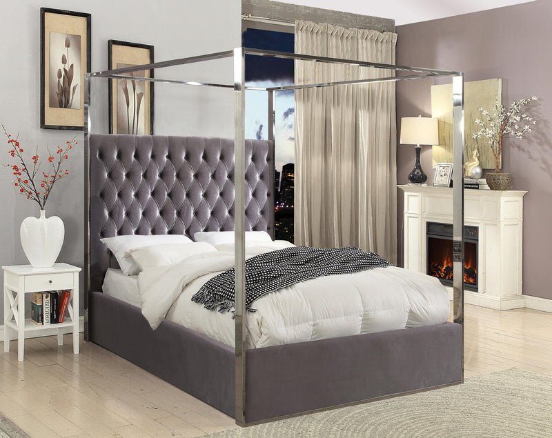 Porter Grey Velvet Queen Bed - Town Of Bargains Furniture - NY