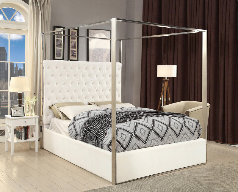 Porter White Velvet Queen Bed - Town Of Bargains Furniture - NY