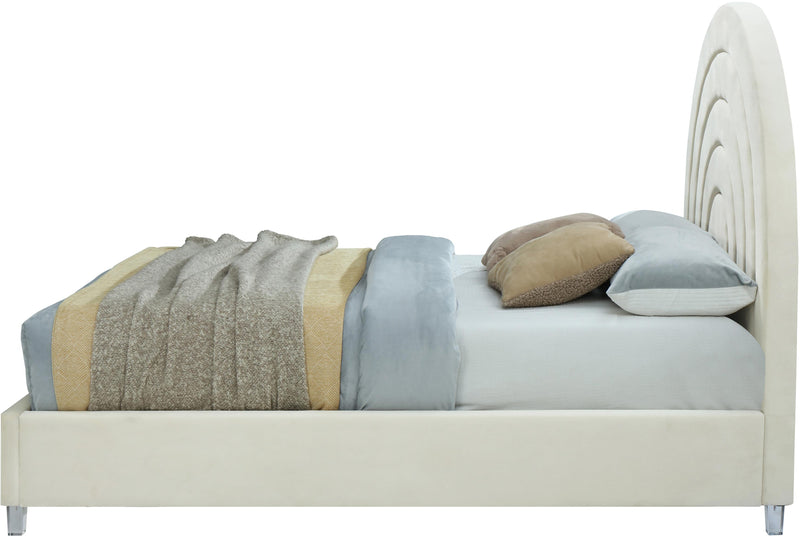 Rainbow Cream Velvet Queen Bed - Town Of Bargains Furniture - NY