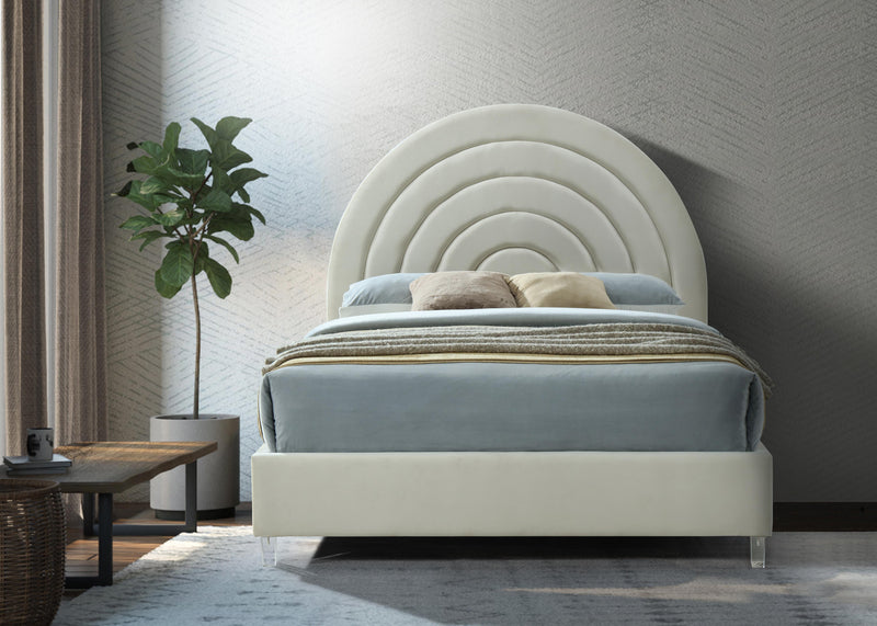 Rainbow Cream Velvet King Bed - Town Of Bargains Furniture - NY