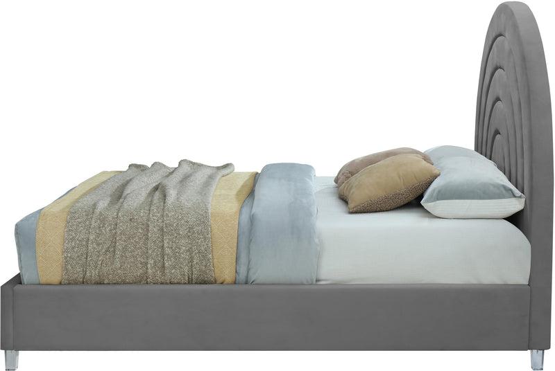 Rainbow Grey Velvet King Bed - Town Of Bargains Furniture - NY