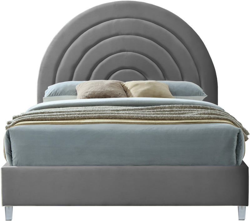 Rainbow Grey Velvet Queen Bed - Town Of Bargains Furniture - NY