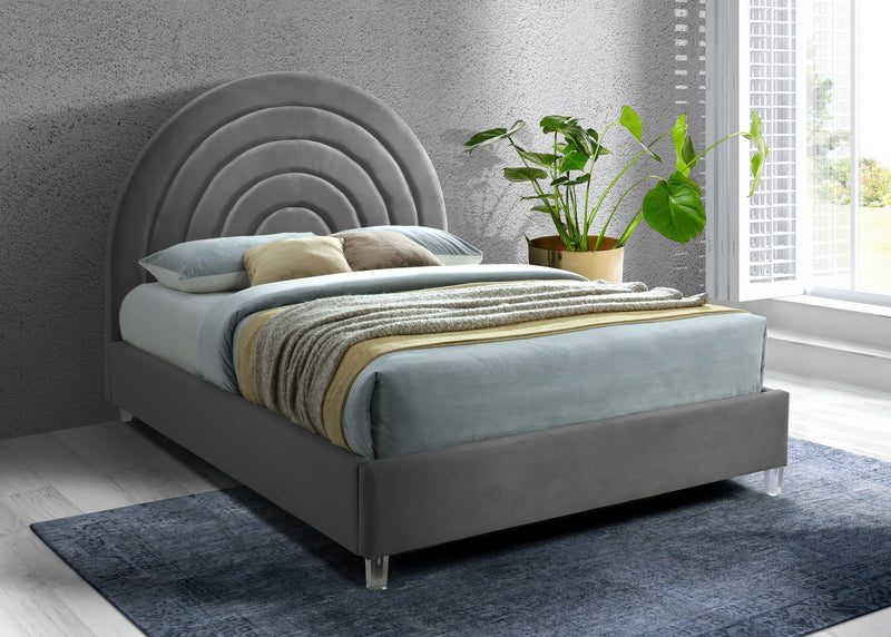 Rainbow Grey Velvet King Bed - Town Of Bargains Furniture - NY