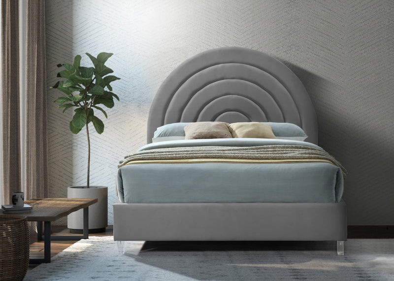 Rainbow Grey Velvet King Bed - Town Of Bargains Furniture - NY