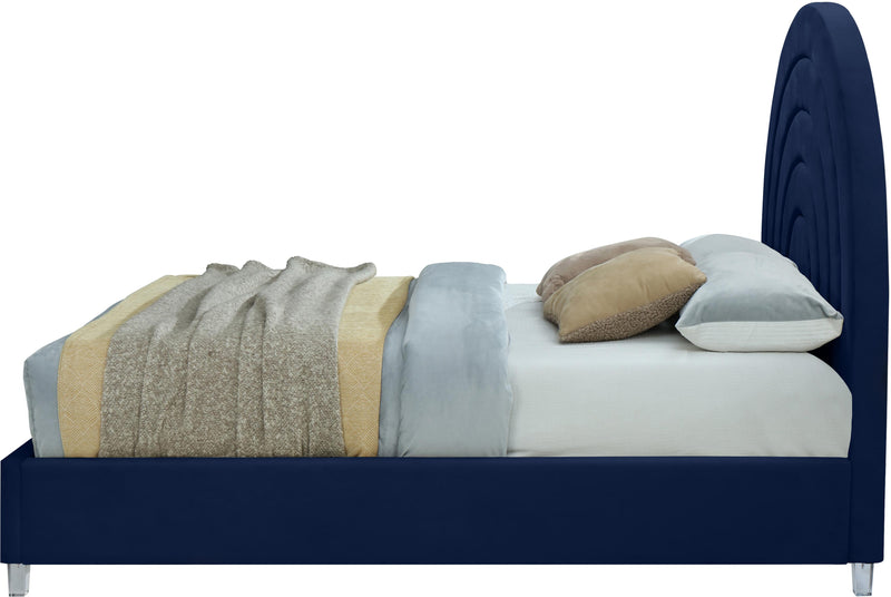 Rainbow Navy Velvet Queen Bed - Town Of Bargains Furniture - NY