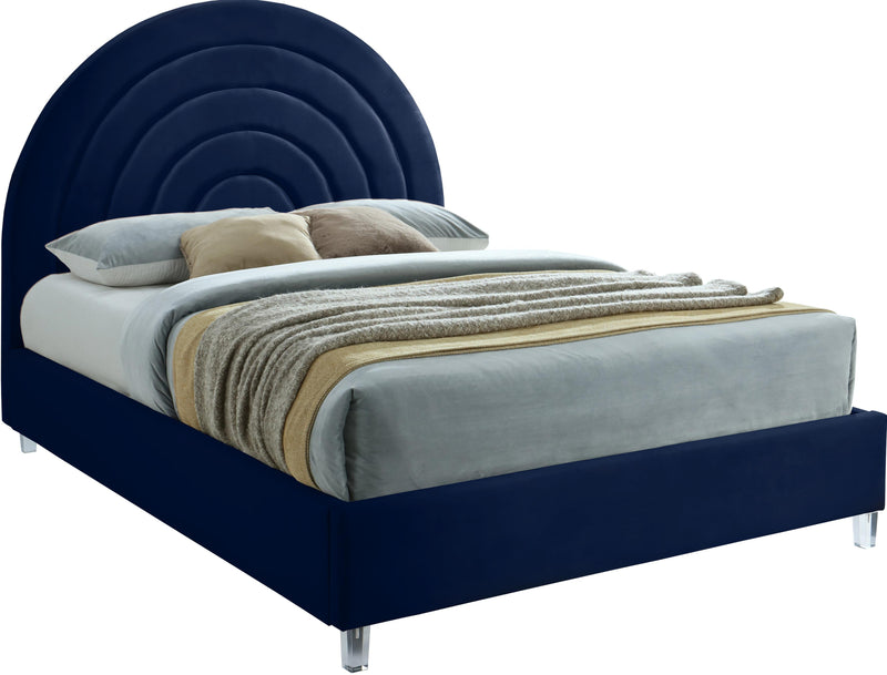 Rainbow Navy Velvet King Bed - Town Of Bargains Furniture - NY