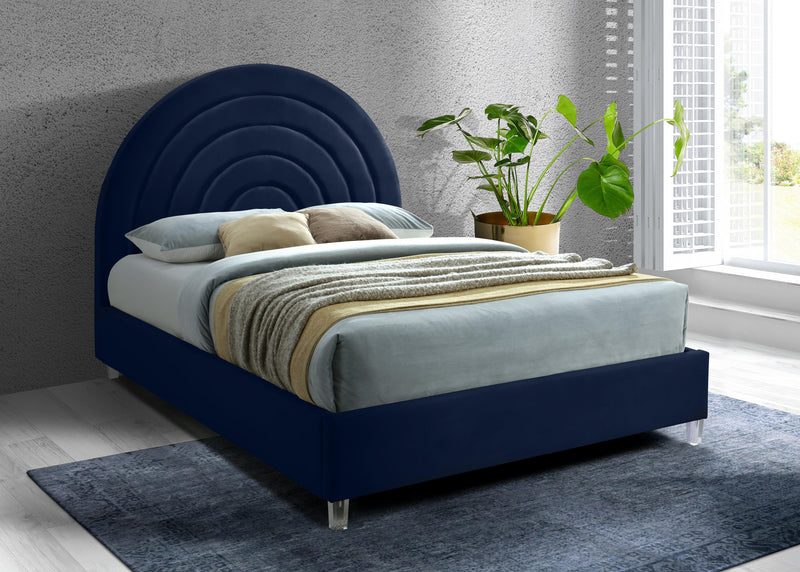 Rainbow Navy Velvet King Bed - Town Of Bargains Furniture - NY