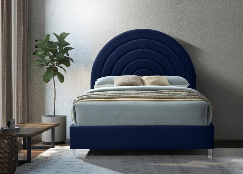 Rainbow Navy Velvet King Bed - Town Of Bargains Furniture - NY