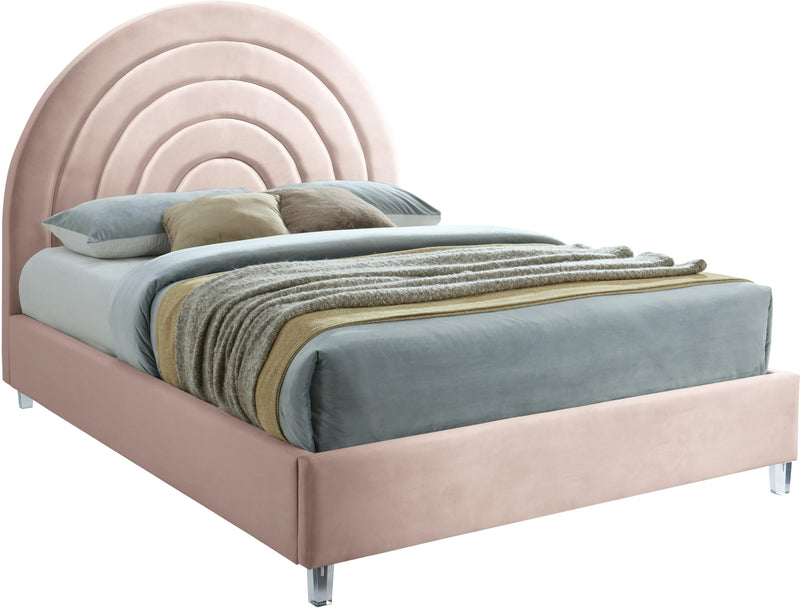 Rainbow Pink Velvet King Bed - Town Of Bargains Furniture - NY