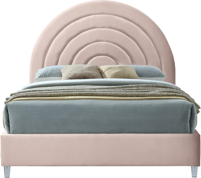 Rainbow Pink Velvet King Bed - Town Of Bargains Furniture - NY