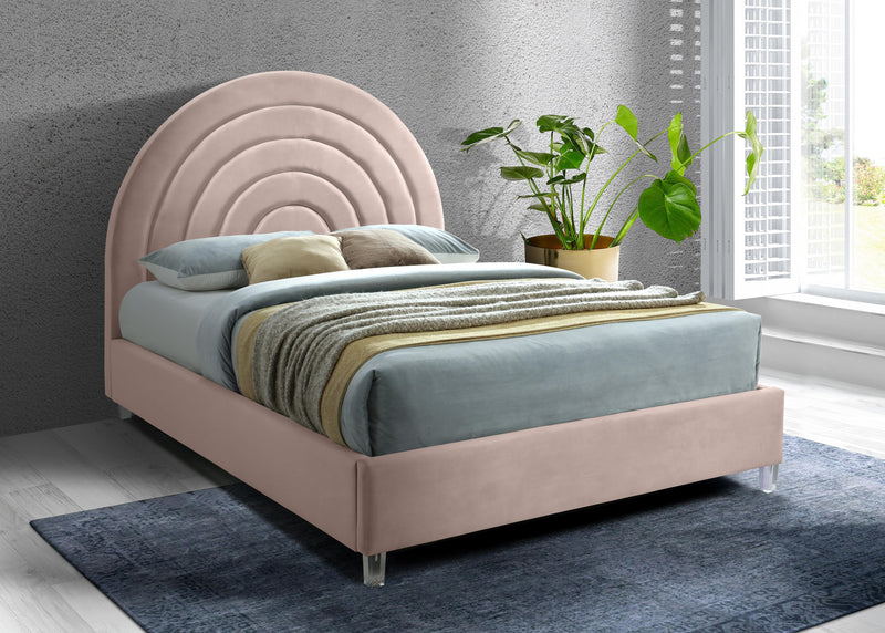 Rainbow Pink Velvet Queen Bed - Town Of Bargains Furniture - NY