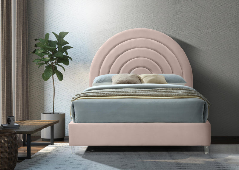 Rainbow Pink Velvet King Bed - Town Of Bargains Furniture - NY
