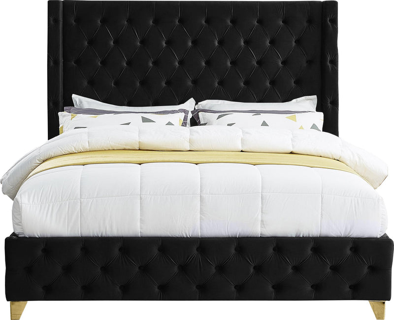 Savan Black Velvet King Bed - Town Of Bargains Furniture - NY