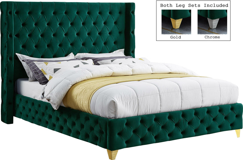 Savan Green Velvet King Bed - Town Of Bargains Furniture - NY