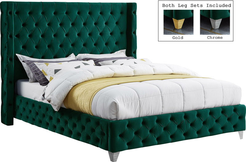 Savan Green Velvet King Bed - Town Of Bargains Furniture - NY