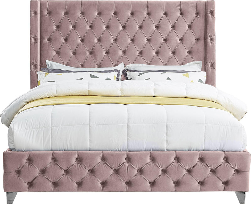 Savan Pink Velvet Queen Bed - Town Of Bargains Furniture - NY