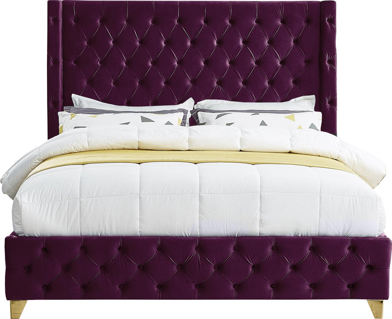 Savan Purple Velvet King Bed - Town Of Bargains Furniture - NY