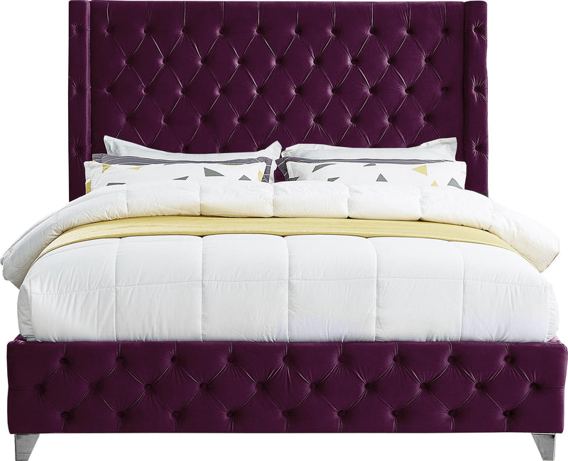 Savan Purple Velvet King Bed - Town Of Bargains Furniture - NY