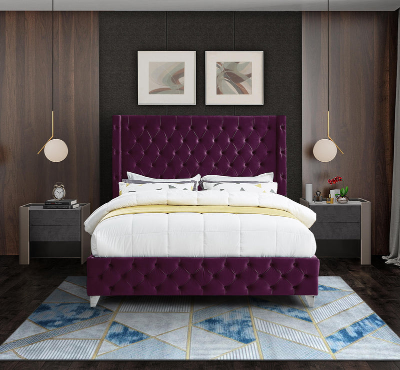 Savan Purple Velvet King Bed - Town Of Bargains Furniture - NY