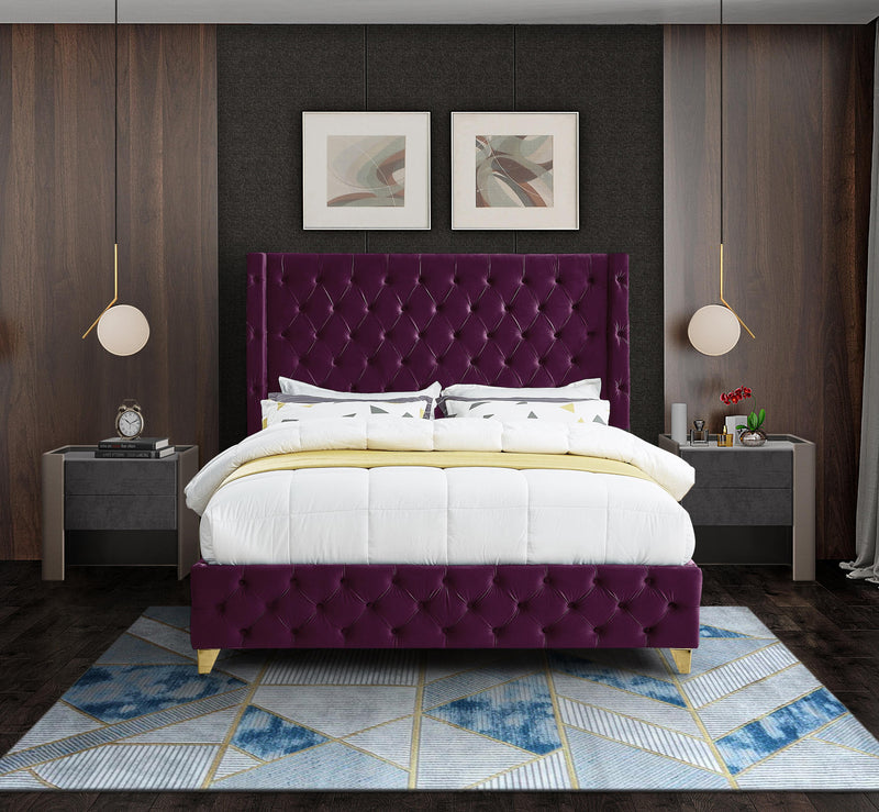 Savan Purple Velvet King Bed - Town Of Bargains Furniture - NY