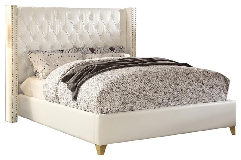 Soho White Bonded Leather Queen Bed - Town Of Bargains Furniture - NY