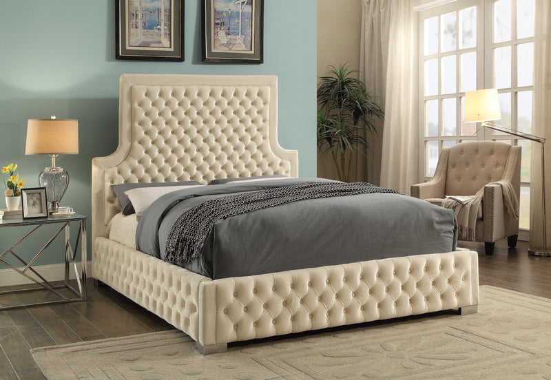 Sedona Cream Velvet Queen Bed - Town Of Bargains Furniture - NY