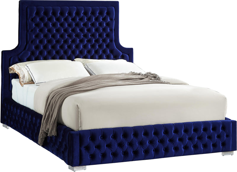 Sedona Navy Velvet Queen Bed - Town Of Bargains Furniture - NY