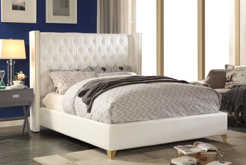 Soho White Bonded Leather Queen Bed - Town Of Bargains Furniture - NY