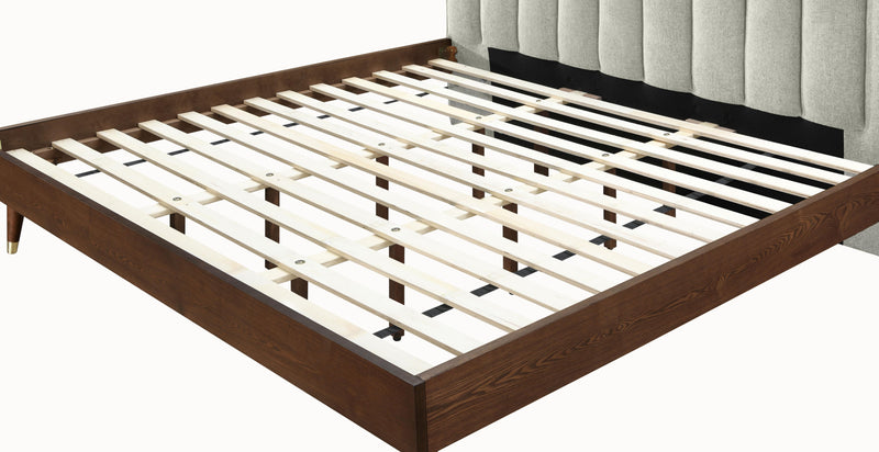 Vance Beige Linen Fabric King Bed (3 Boxes) - Town Of Bargains Furniture - NY
