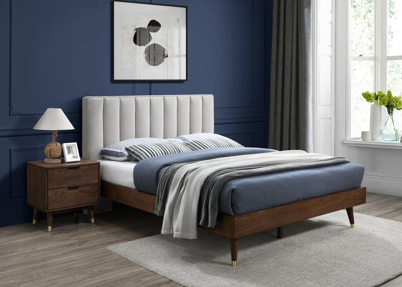 Vance Beige Linen Fabric King Bed (3 Boxes) - Town Of Bargains Furniture - NY