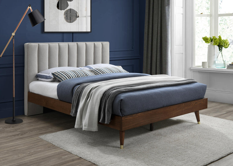 Vance Beige Linen Fabric King Bed (3 Boxes) - Town Of Bargains Furniture - NY