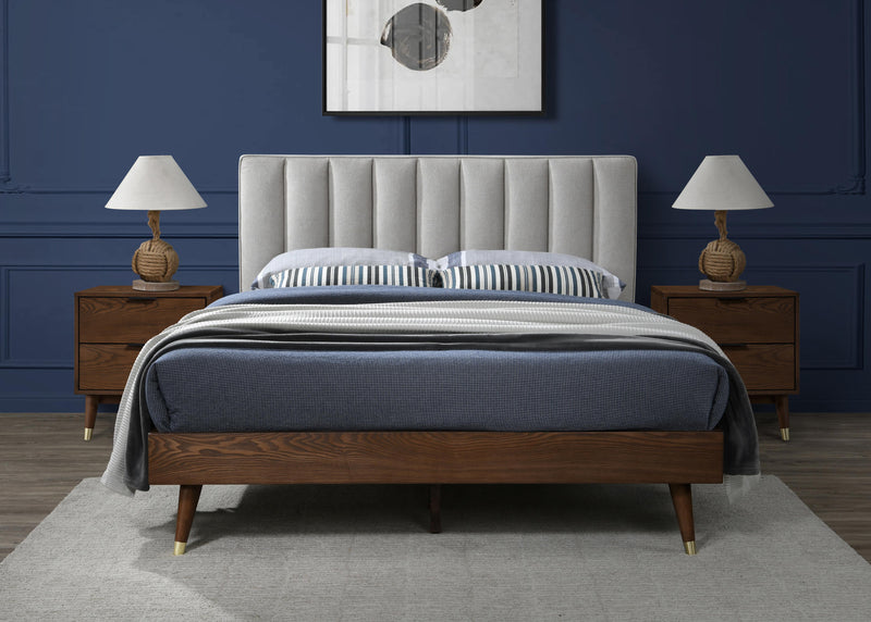 Vance Beige Linen Fabric King Bed (3 Boxes) - Town Of Bargains Furniture - NY