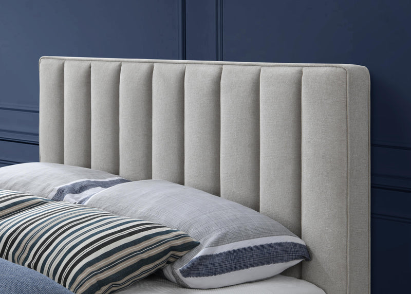 Vance Beige Linen Fabric King Bed (3 Boxes) - Town Of Bargains Furniture - NY