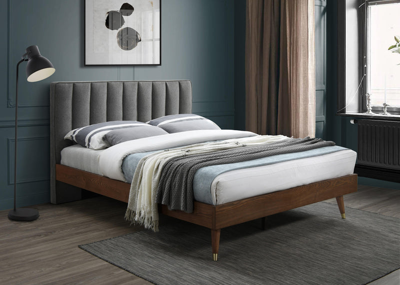 Vance Grey Linen Fabric Queen Bed (3 Boxes) - Town Of Bargains Furniture - NY