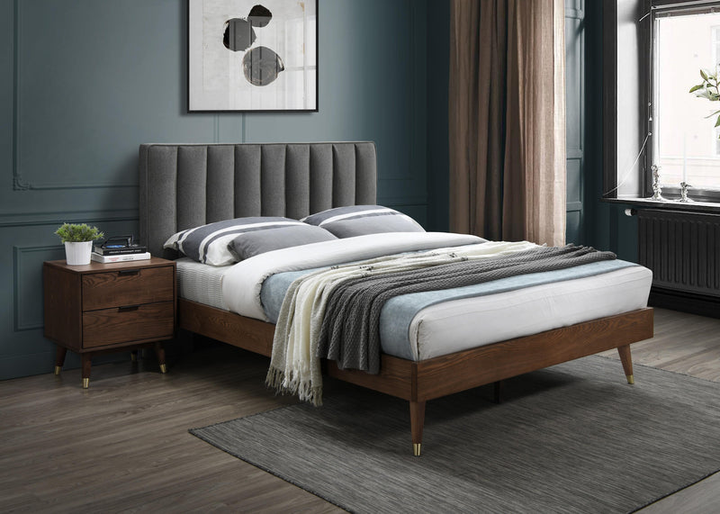 Vance Grey Linen Fabric Queen Bed (3 Boxes) - Town Of Bargains Furniture - NY