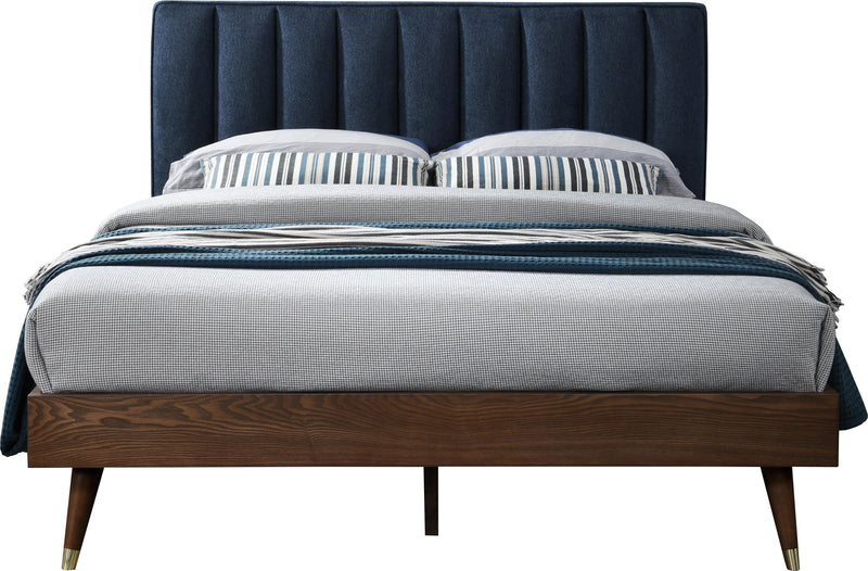 Vance Navy Linen Fabric Queen Bed (3 Boxes) - Town Of Bargains Furniture - NY