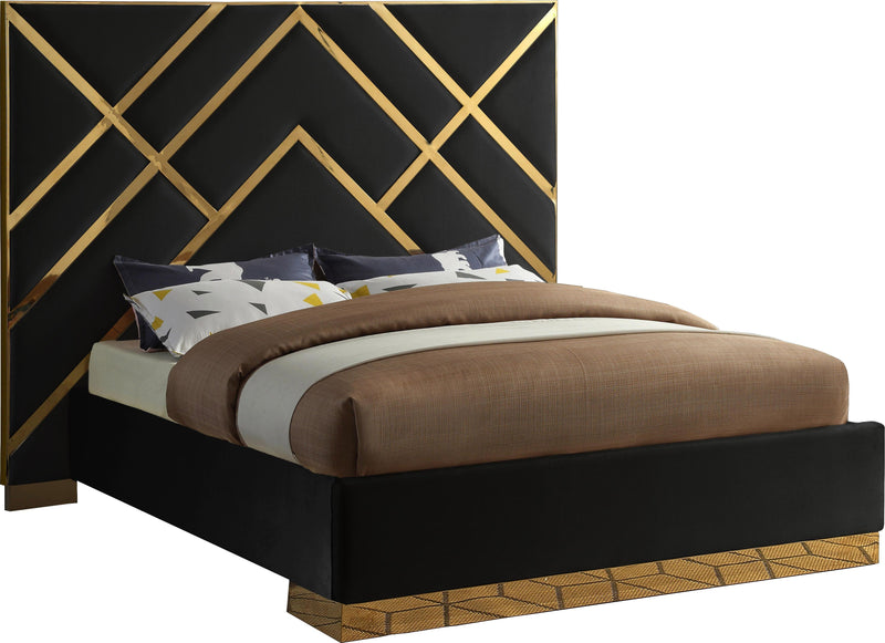 Vector Black Velvet Queen Bed - Town Of Bargains Furniture - NY