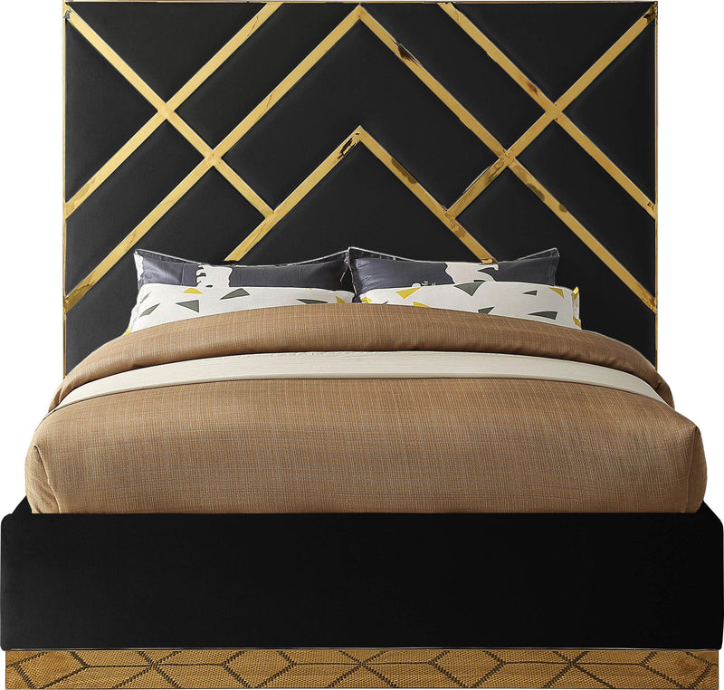 Vector Black Velvet Queen Bed - Town Of Bargains Furniture - NY