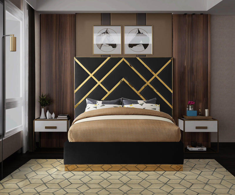 Vector Black Velvet Queen Bed - Town Of Bargains Furniture - NY